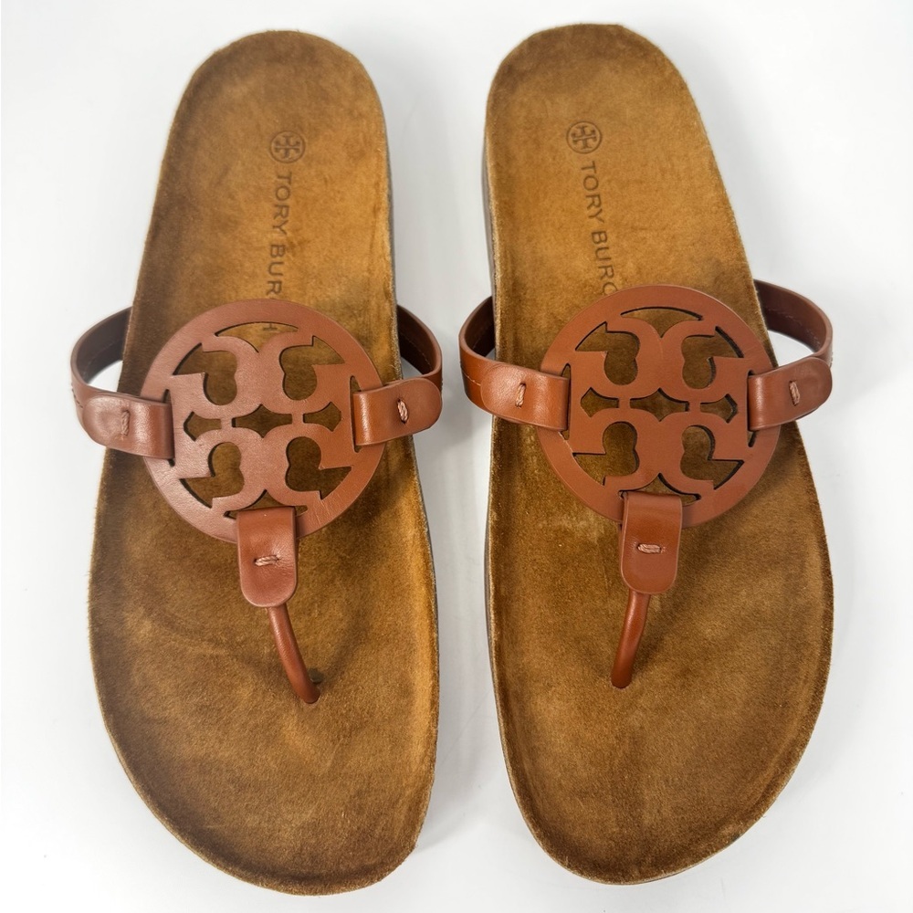 Tory Burch Miller Cloud Sandals Brown Suede - Picture 2 of 8